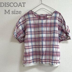 Discoat Plaid Short Sleeve Top size medium